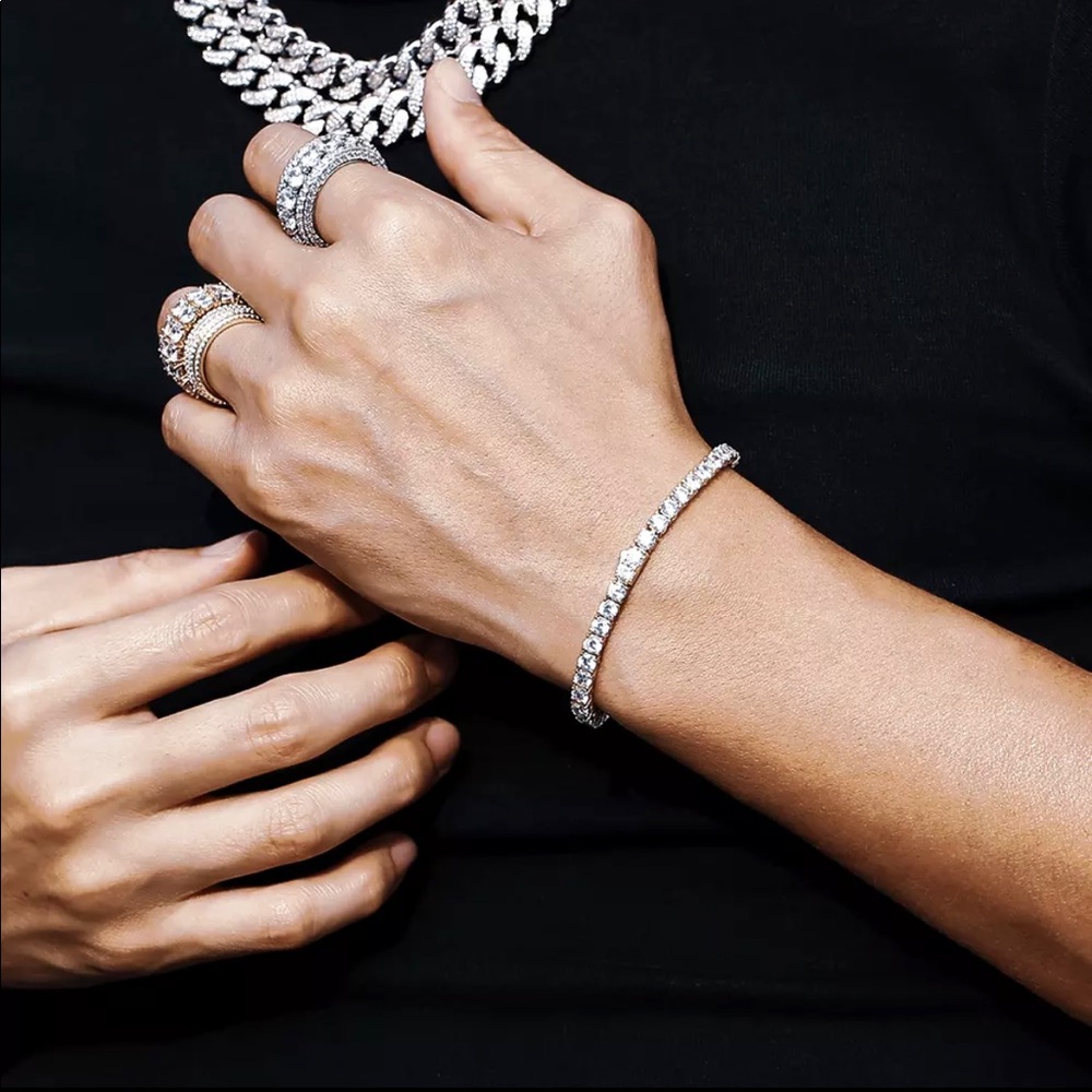 Unisex S925 4mm White Sapphire Tennis Bracelet - Picture 5 of 8